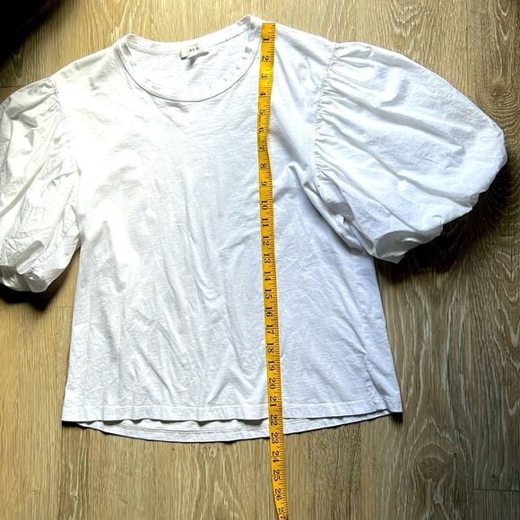 A.L.C. Cassandra Puff Ballon Short Sleeve Cotton White Relaxed Top M - Picture 13 of 16